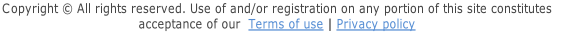 Copyright © All rights reserved. Use of and/or registration on any portion of this site constitutes 
acceptance of our  Terms of use | Privacy policy
